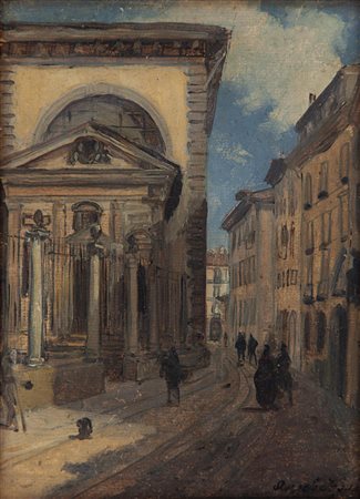 Angelo Inganni Brescia 1807 - Gussago BS 1880 Una via di Milano