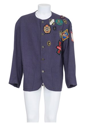 JEAN PAUL GAULTIER Collarless blazer with patches DESCRIPTION: Collarless...