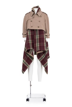 COMME DES GARCONS Rare and iconic trench with checked plaid DESCRIPTION: Rare...