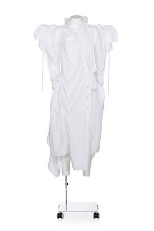 VIVIENNE WESTWOOD Rare draped poplin dress DESCRIPTION: Rare draped white...