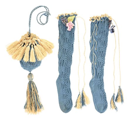 VIVIENNE WESTWOOD Rare crochet stockings and bag set DESCRIPTION: Rare light...