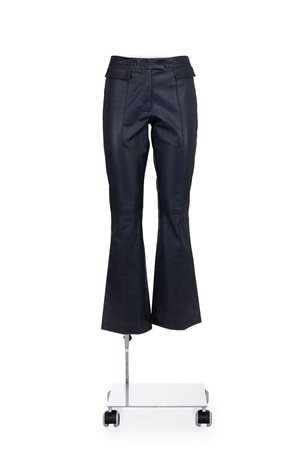 JOHN GALLIANO Iconic leather flared trousers DESCRIPTION: Iconic purple...