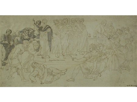 Monogrammista G.V.D. La Scuola d'Atene China su carta Datato 1773 Misure...