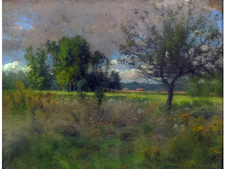 Carlo Pollonera (Alessandria d'Egitto 1849-Torino 1923) Paesaggio Pastello su...