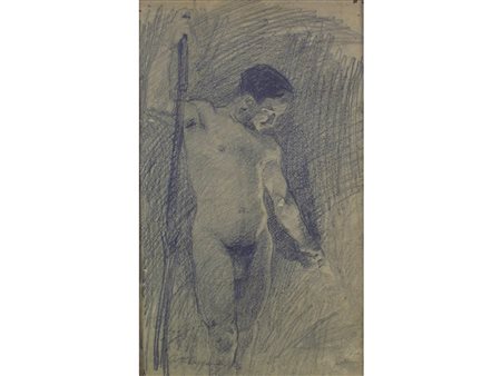 Francesco Filippini (Brescia 1853-Milano 1895) Studio maschile Matita su...