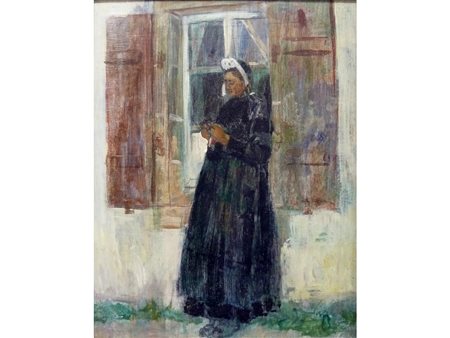 Luigi Chialiva (Caslano 1842-Parigi 1914) Contadina francese Olio su...