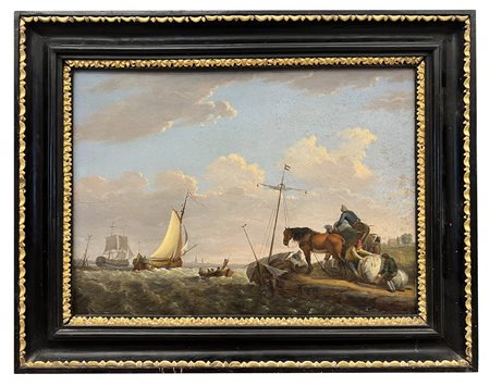 Cornelis Claesz.  VAN WIERINGEN   Veduta di porto olandese 