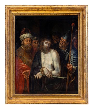 Jacopo Ligozzi (maniera di)   "Ecce Homo", olio su tavola, pittore fiammingo del XVII secolo 