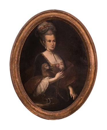 Pittore lombardo del XVIII secolo   Ritratto di nobildonna con ermellino 