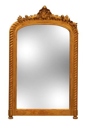    Specchiera caminiera in legno dorato con cimasa centinata fine del XIX secolo