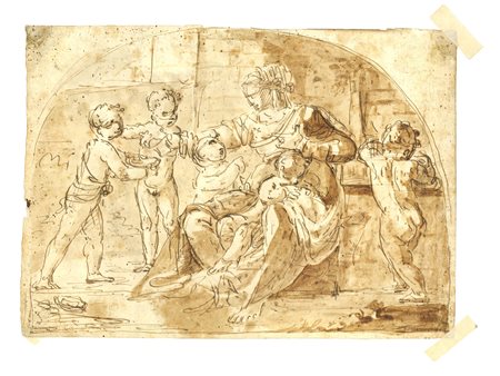 Gabriel-François Doyen (ambito di)   Lotto di due chine brune acquerellate 