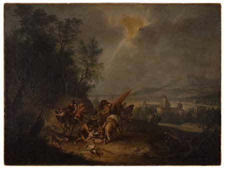 Pittore veneto del XVII secolo   Paesaggio con guerrieri 