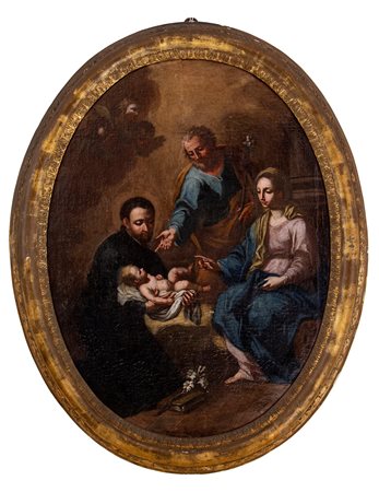 Pittore Napoletano del XVIII secolo   Sacra famiglia con Sant'Antonio 