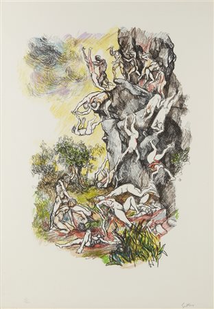 GUTTUSO RENATO (1912 - 1987) - Dalla cartella Colloquio con i Maestri. Omaggio ad Albrecht Durer.