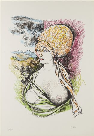 GUTTUSO RENATO (1912 - 1987) - Dalla cartella Colloquio con i Maestri. .