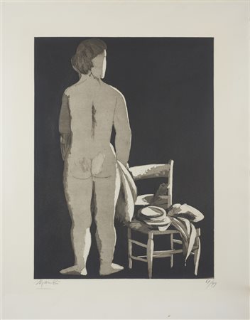 MANZU' GIACOMO (1908 - 1991) - Modella con sedia.