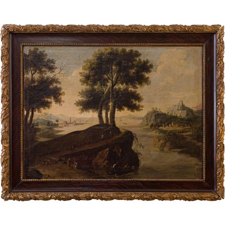 SCUOLA INGLESE DEL XVIII SECOLO, Paesaggio, Olio su tela