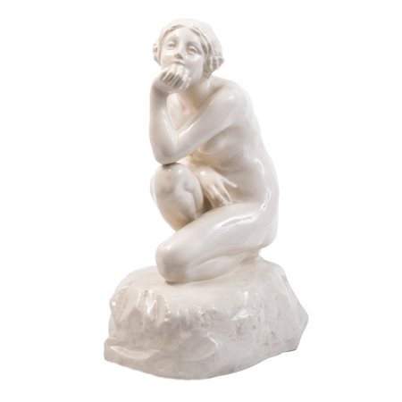 KISFALUDI STROBL, Malinconia, Scultura in ceramica smaltata