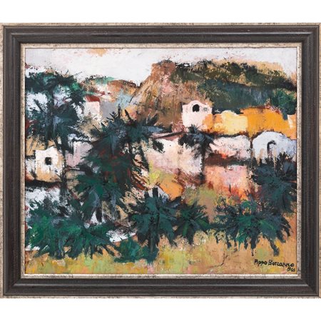 PIPPO BONANNO, Tetti di paese, Olio su tela
