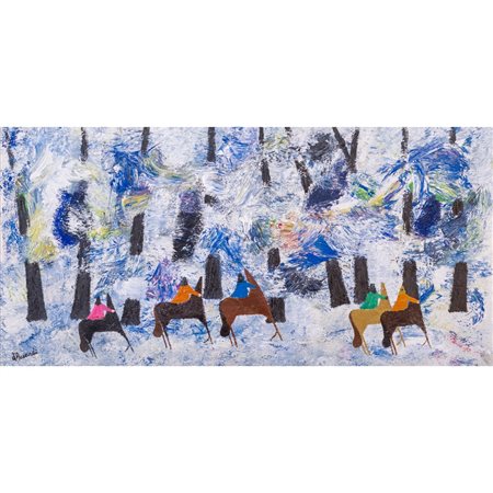 GIAN RODOLFO D'ACCARDI, Paesaggio innevato, Olio su masonite