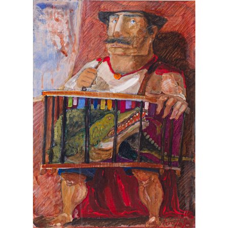 PINO PROCOPIO, Il destino del coccodrillo, Olio su masonite