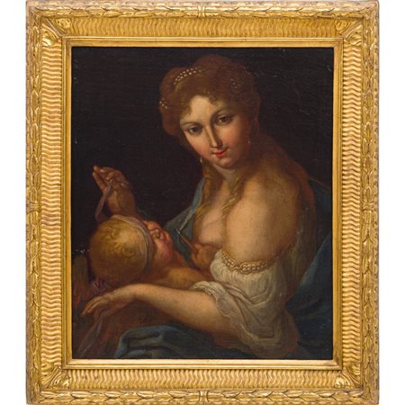 SCUOLA FRANCESE XVIII SECOLO, Venere e Cupido, Olio su tela