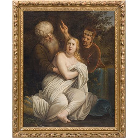 GOVERT FLINCK (Attr.le), Susanna e i vecchioni, Olio su tela