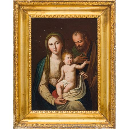 ANTONIO MANNO, La Sacra famiglia, Olio su tela