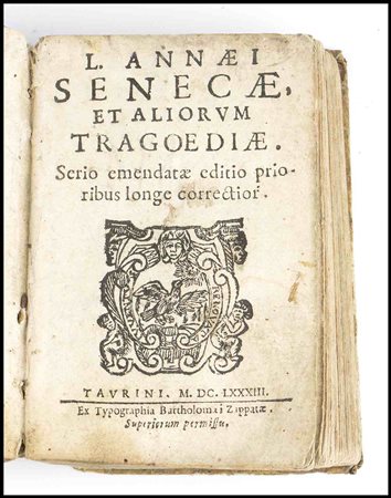 SENECA Senecae et aliorum tragoediae. Torino 1683 In 24. Marca xilografica al...