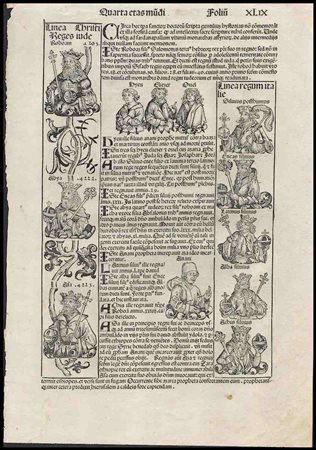 Anonimo incisore del XVI secolo Lotto di 2 tavole da Cronache di Norimberga...