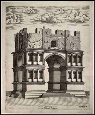 Tommaso Barlacchi (1500ca.-1550ca.) Iani Quadrifrontis Templum Romae in Foro...