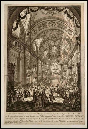 Giuseppe Zocchi (1717-1767) Veduta interna della Chiesa di S. Vincenzo a...