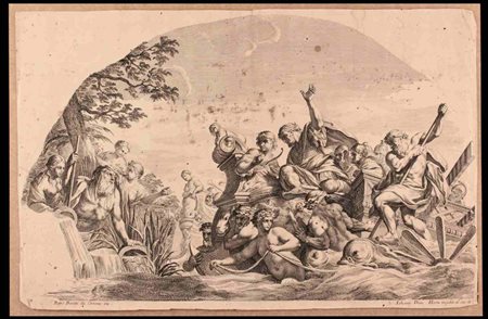 Johann Daniel Herz (1720-1793) Enea giunge alla foce del Tevere acquaforte 32...