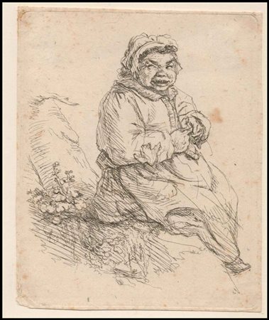 Anonimo incisore spagnolo del XVIII secolo Donna anziana Acquaforte, 126 x...