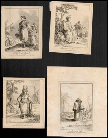 Jean Baptiste Le Prince (1734-1781) Lotto di 6 tavole raffiguranti costumi...