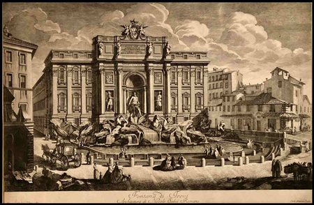 Carlo Antonini (1740ca.-1784ca.) Fontanna di Trevi Bulino e acquaforte, 460 x...