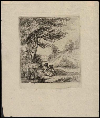 Dominique Vivant Denon (1747-1825) Paesaggio con una coppia che riposa,...
