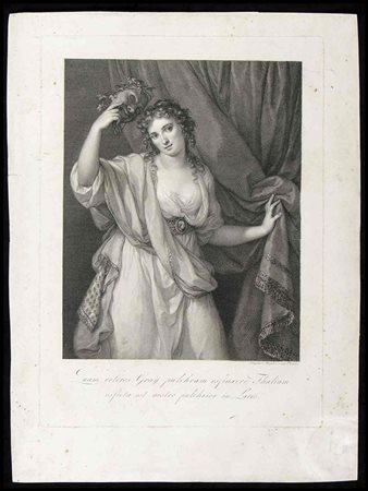 Raffaello Morghen (1758ca.-1833) La musa Thalia acquaforte, cm 39,7x52,8...