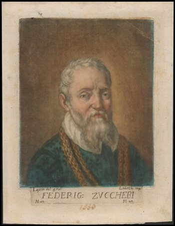 Carlo Lasinio (1759-1838) Ritratto di Federico Zuccari Mezzotinta a colori,...