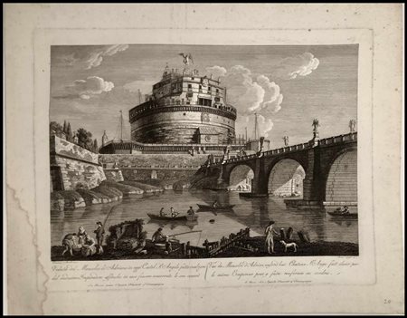 Francesco Morelli (1768ca.-1830 fl.) Veduta del Mausoleo di Adriano in oggi...