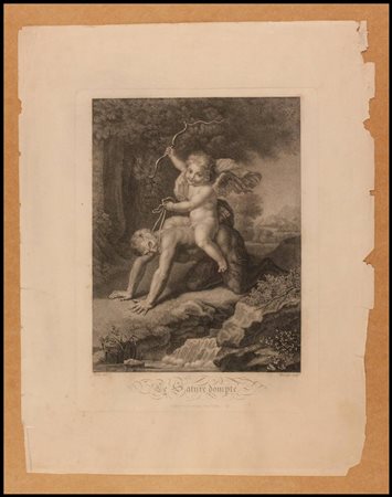 Jean François Mariage (1785-1828) L'Amour Vainqueur/Le Satir Dompté incisioni...