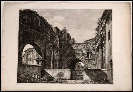 Luigi Rossini (1790-1857) Veduta dell'interno del Pronao dei Portici...