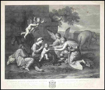 Antonio Perfetti (1792-1872) da Nicolas Poussin Fuga in Egitto Acquaforte e...