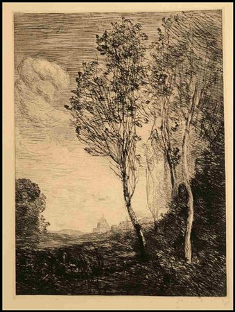Jean-Baptiste Camille Corot (1796-1875) Souvenir d’Italie, 1863 Acqauforte e...