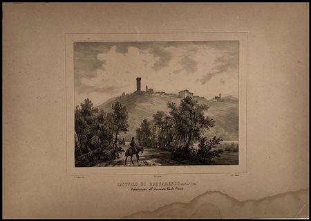 Enrico Gonin (1799-1870) Lotto di 8 vedute di castelli dell'Italia...