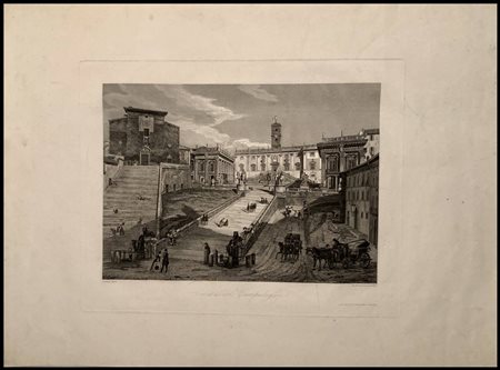 Domenico Amici (1808-1871) Veduta del Campidoglio, 1849 Acquaforte e bulino,...