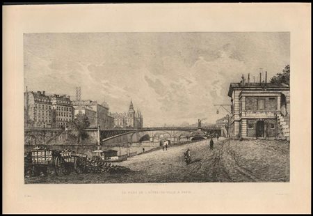 Lucien Marcelin Gautier (1850-1925) Le Pont de l'Hotel-de-Ville a Paris...