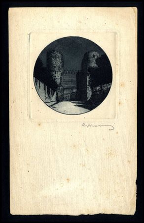 Giuseppe Rondini (1866-1955) Notturno a Porta Latina - Roma, 1910 ca....