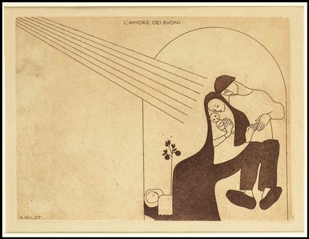 Adolfo Wildt (1868-1931) L’amore dei buoni Acquaforte e acquatinta, 19 x 26...