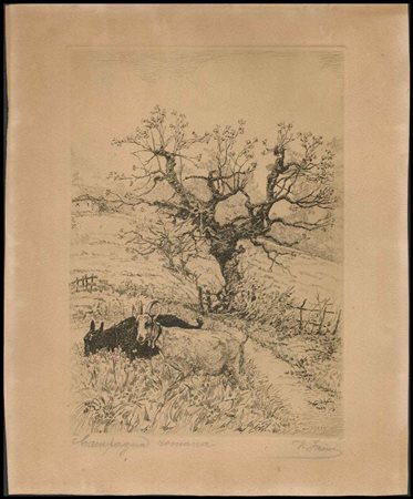 Virgilio Dante Faini (1872- 1973) Campagna romana Acquaforte, 195 x 139 mm...